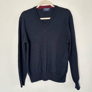 Joseph Turner Men's Navy V-Neck Pure Merino Wool Sweater size Large M41